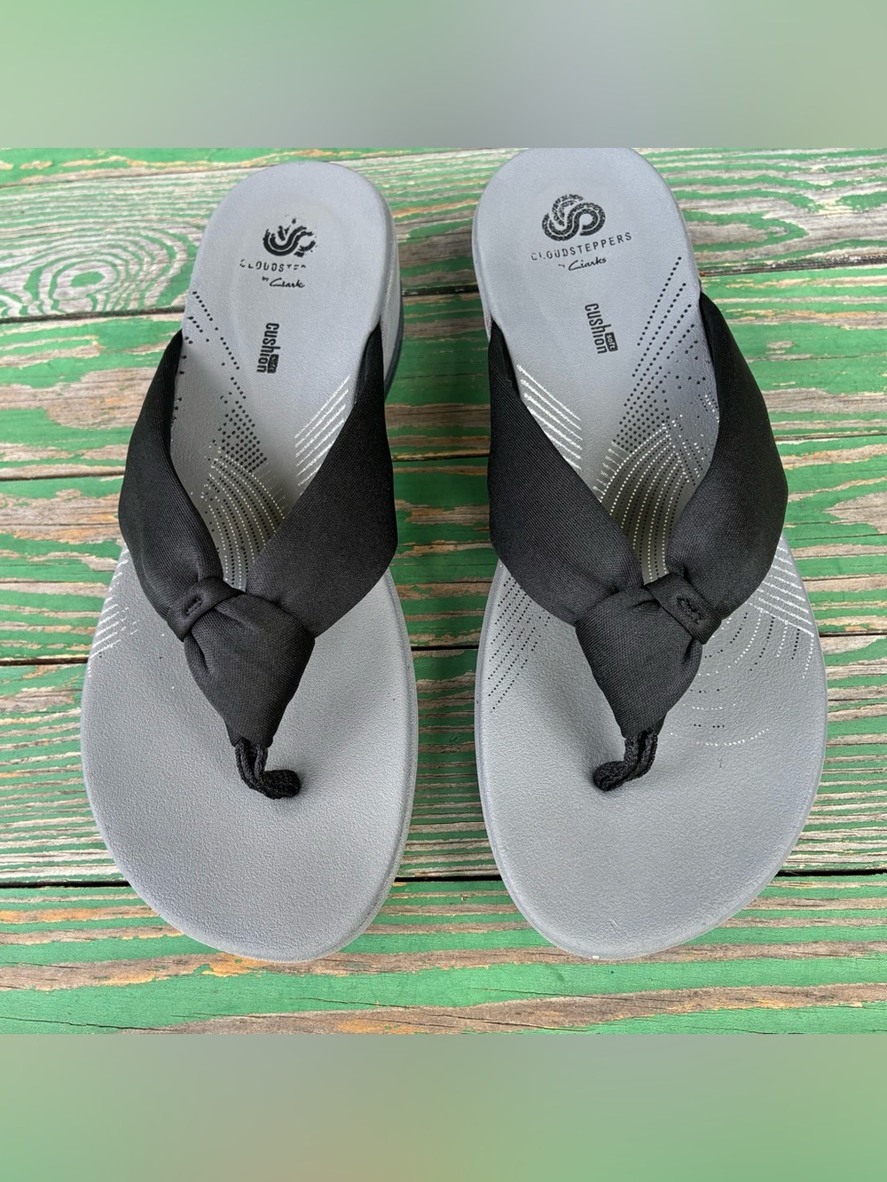 Clarks CloudSteppers Arla Glison Black Sandals Sz 8 Slippers Flip Flop